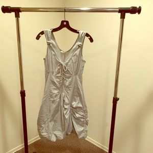 Silver grey unique dress with corset detailing.